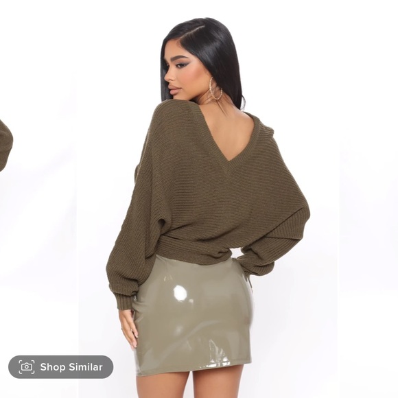 BNWOT FashionNova Jackie Sweater in Olive - Picture 3 of 3